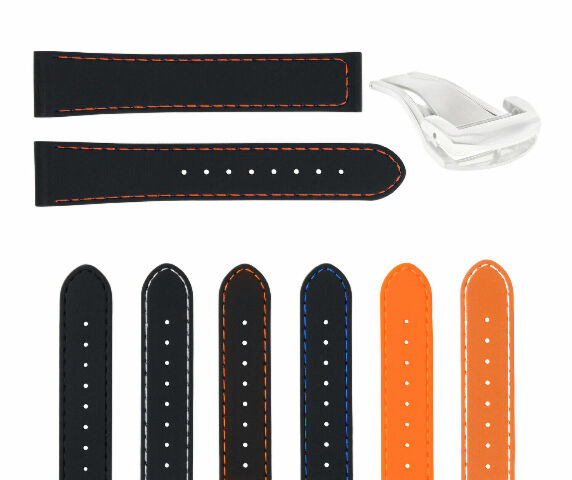 20MM RUBBER WATCH BAND STRAP FOR 41MM OMEGA SEAMASTER PLANET OCEAN SPEEDMASTER - Silver