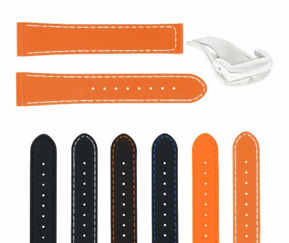 20MM RUBBER WATCH BAND STRAP FOR 41MM OMEGA SEAMASTER PLANET OCEAN SPEEDMASTER - Silver