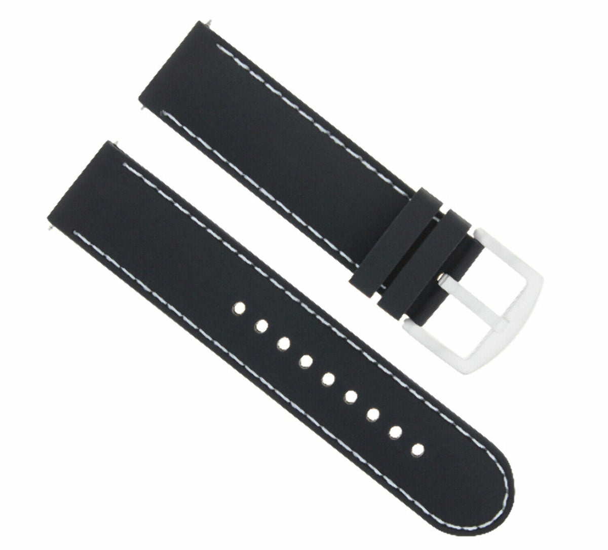 20-22MM SILICONE RUBBER BAND DIVER WATCH STRAP FOR TAG HEUER F1 CHRONO CAC1111-1, Black with White Stitching, view 2