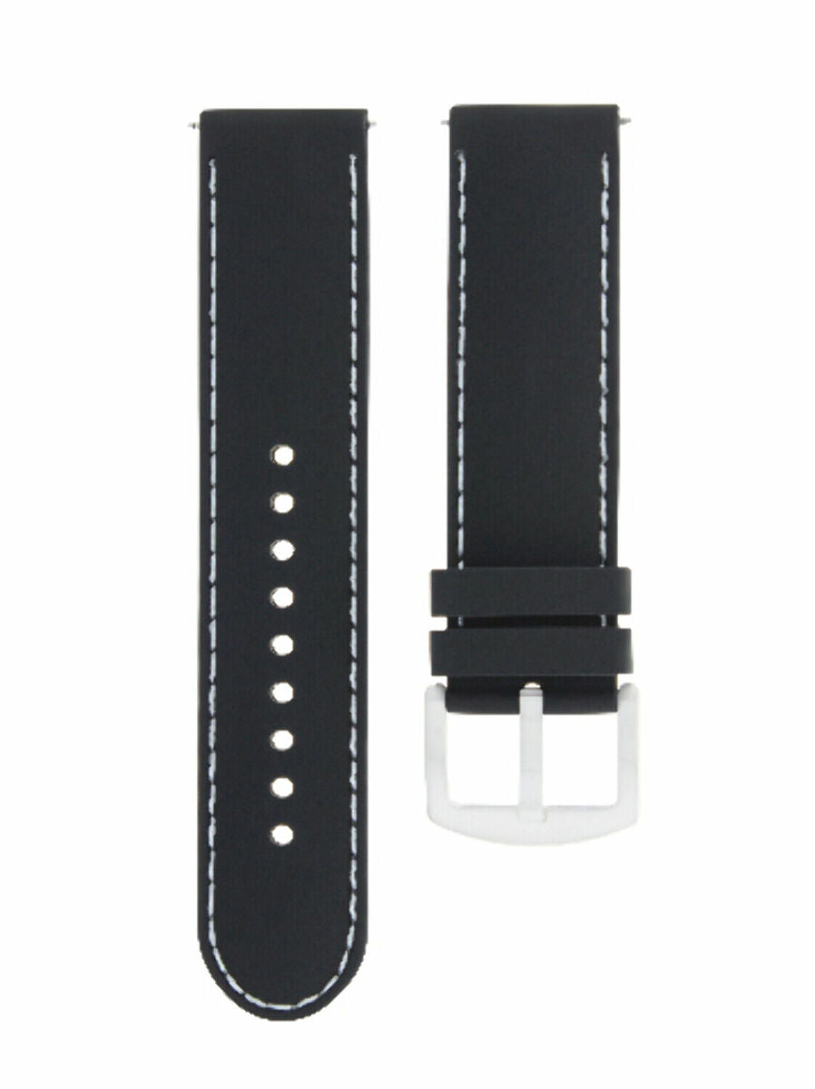 20-22MM SILICONE RUBBER BAND DIVER WATCH STRAP FOR TAG HEUER F1 CHRONO CAC1111-1, Black with White Stitching, view 4
