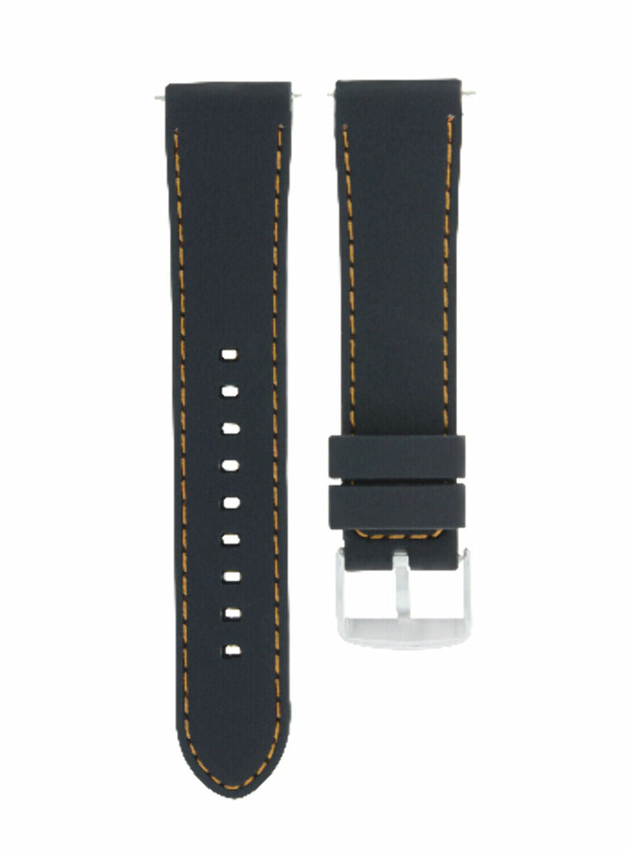 20-22MM SILICONE RUBBER BAND DIVER WATCH STRAP FOR TAG HEUER F1 CHRONO CAC1111-1, Black with Orange Stitching, view 4