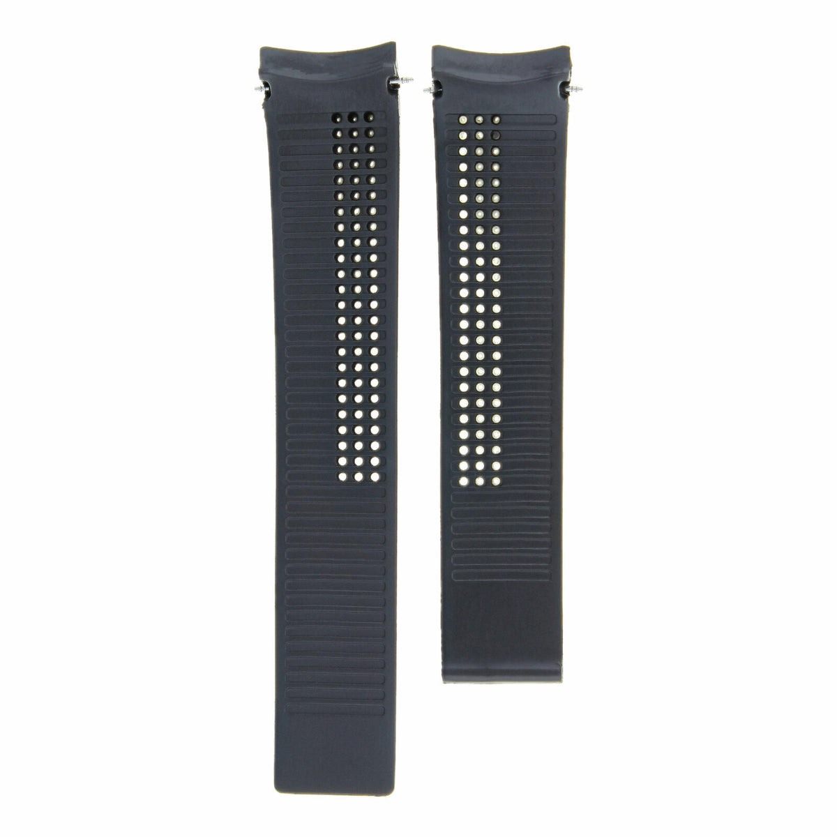 20MM-22MM SILICONE RUBBER WATCH BAND STRAP WITH CLASP FOR TAG HEUER CARRERA, Black, front view