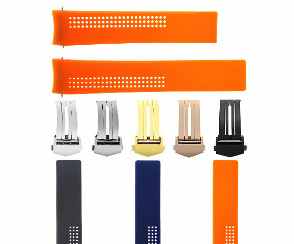 20MM-22MM SILICONE RUBBER WATCH BAND STRAP WITH CLASP FOR TAG HEUER CARRERA