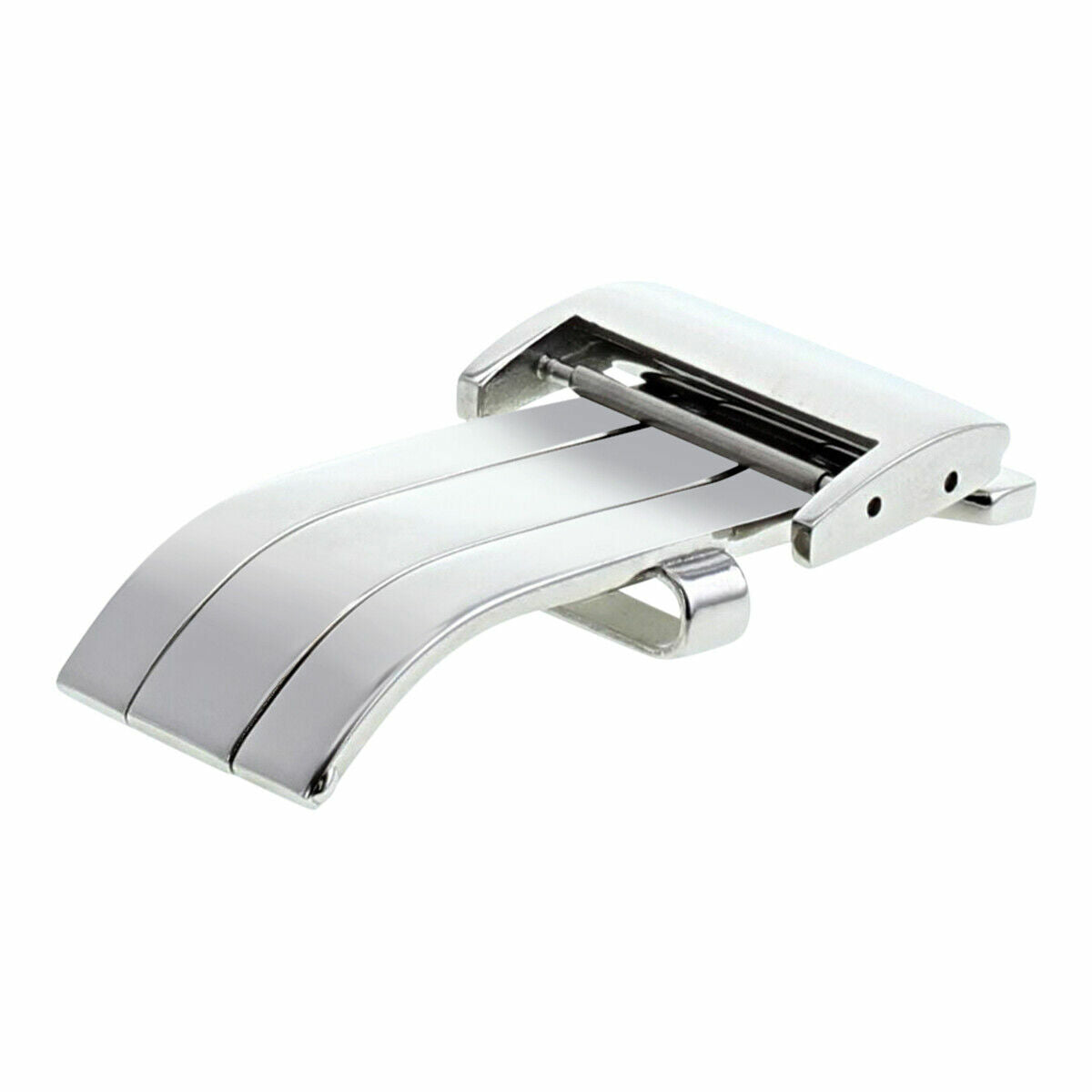 18-20MM DEPLOYMENT BUCKLE WATCH BAND CLASP FOR BREITLING LEATHER WATCH STRAP, Black, front view