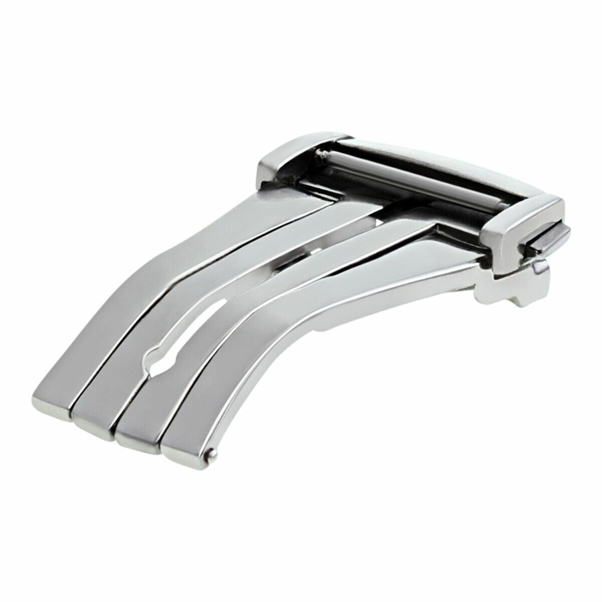 16-18-20MM DEPLOYMENT BUCKLE BAND CLASP FOR OMEGA SEAMASTER PLANET OCEAN STRAP, Silver - Brushed, front view