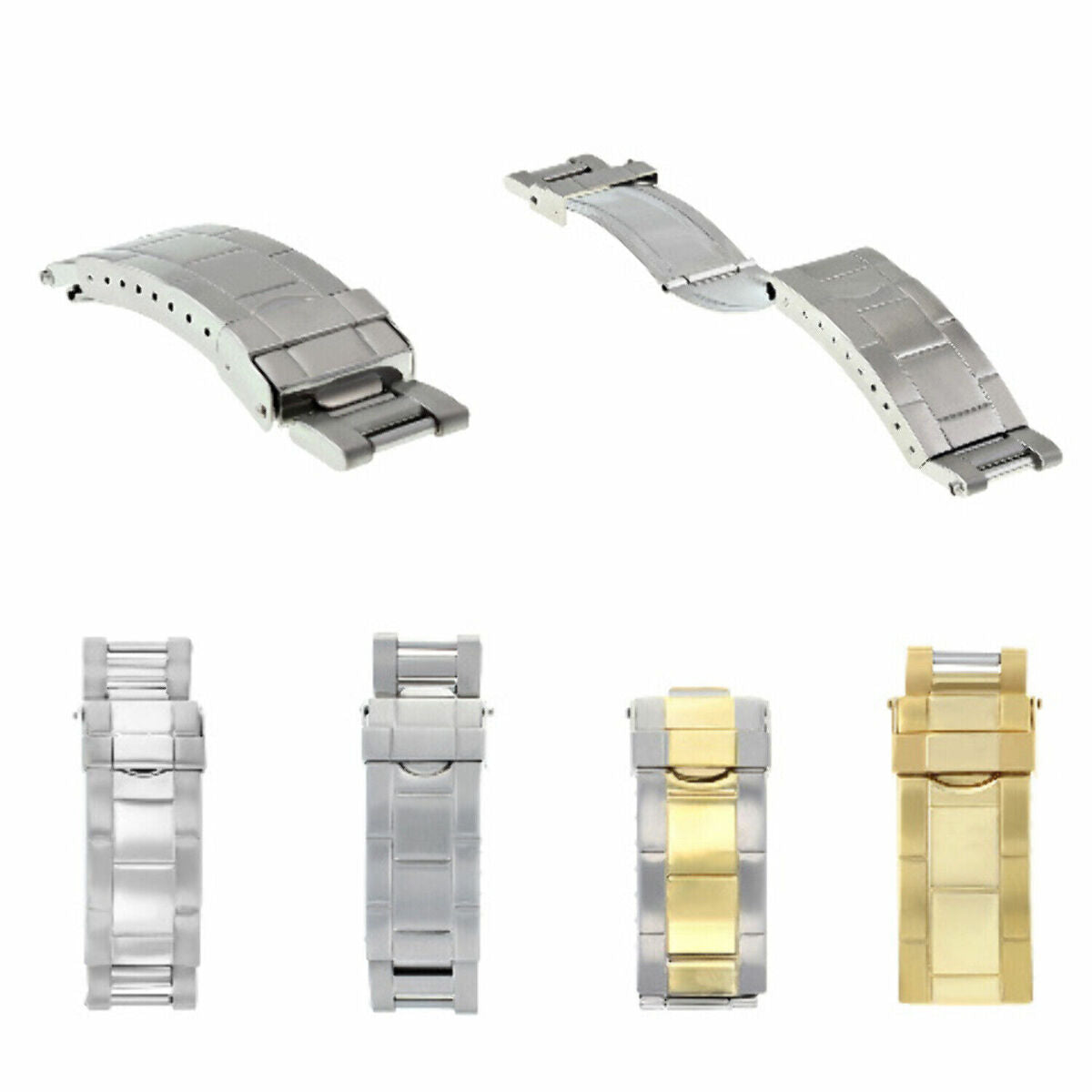 FLIP LOCK DIVER EXTENSION BUCKLE CLASP FOR ROLEX OYSTER WATCHBAND BRACELET S/ST, Gold