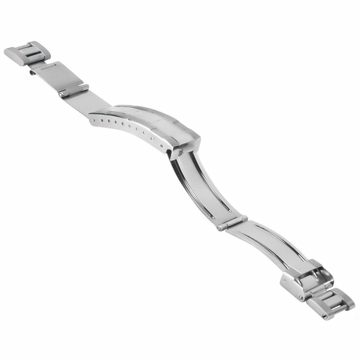 FLIP LOCK DIVER EXTENSION BUCKLE CLASP FOR ROLEX OYSTER WATCHBAND BRACELET S/ST, Silver - Brushed, view 3