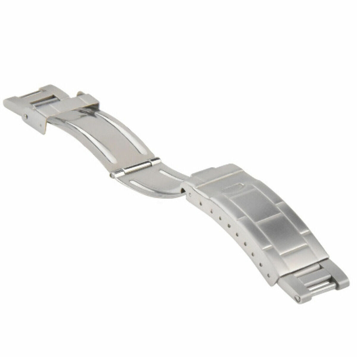 FLIP LOCK DIVER EXTENSION BUCKLE CLASP FOR ROLEX OYSTER WATCHBAND BRACELET S/ST, Silver - Brushed, front view