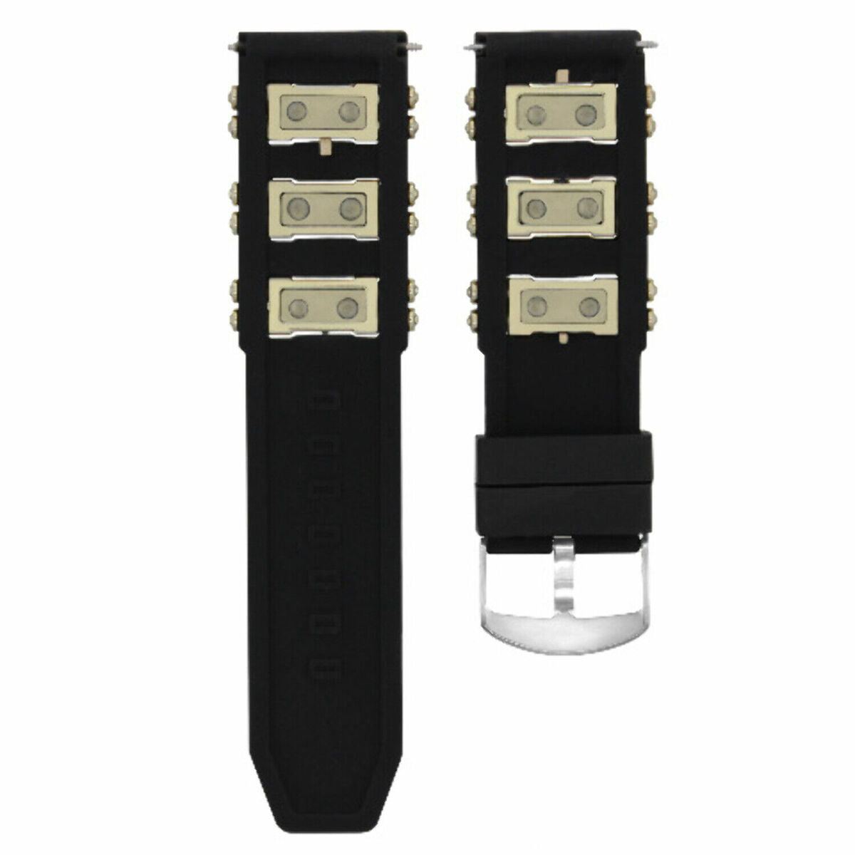 26MM GENUINE SILICONE RUBBER DIVER WATCH BAND STRAP FOR INVICTA EXCURSION 18202, Black/Gold, view 2