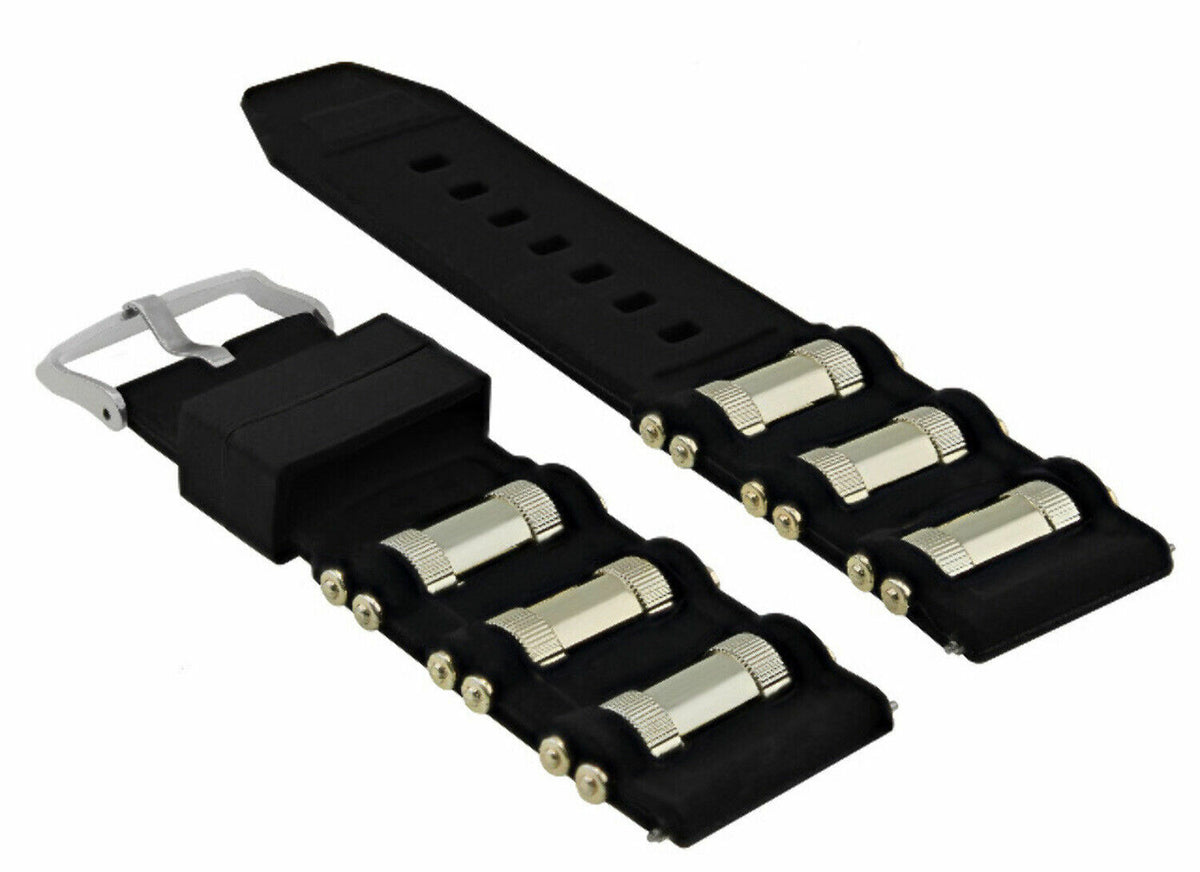 26MM GENUINE SILICONE RUBBER DIVER WATCH BAND STRAP FOR INVICTA EXCURSION 18202, Black/Gold, view 4