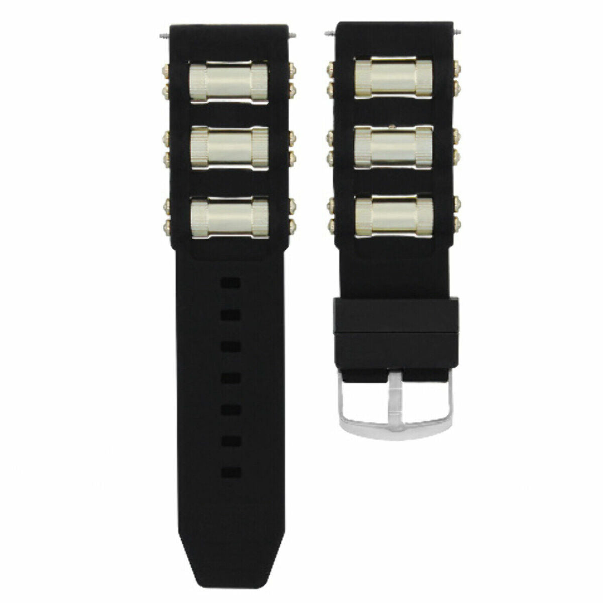 26MM GENUINE SILICONE RUBBER DIVER WATCH BAND STRAP FOR INVICTA EXCURSION 18202, Black/Gold
