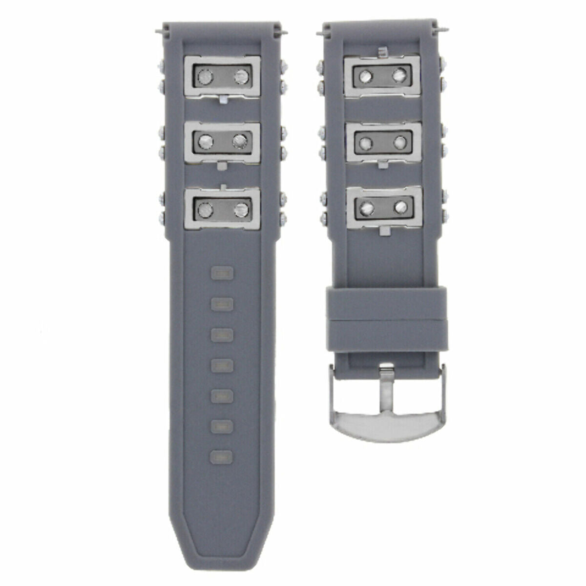 26MM GENUINE SILICONE RUBBER DIVER WATCH BAND STRAP FOR INVICTA EXCURSION 18202, Gray/Silver, view 2