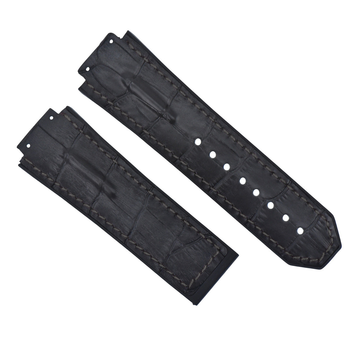 25-28MM LEATHER RUBBER WATCH STRAP, 4 BLACK SCREWS AND SCREWDRIVER FOR HUBLOT, Black, view 2