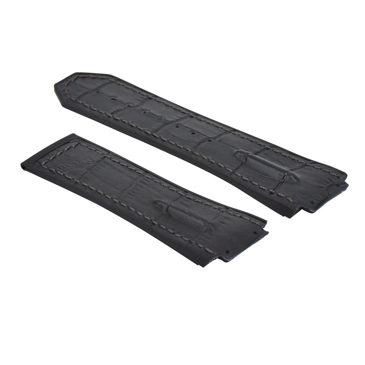 25-28MM LEATHER RUBBER WATCH STRAP, 4 BLACK SCREWS AND SCREWDRIVER FOR HUBLOT, Black, view 3