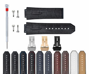 Leather Rubber Strap for 44-45-48MM Hublot Big Bang with Screws, Driver + Buckle