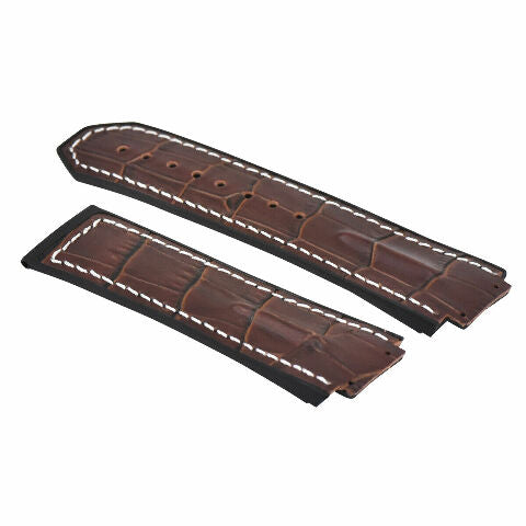 LEATHER RUBBER STRAP FOR 44-45-48MM HUBLOT BIG BANG WITH SCREWS, DRIVER + BUCKLE