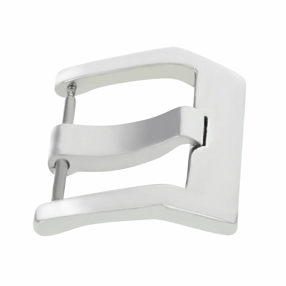 22-24MM BUCKLE FOR BELL & ROSS WATCH RUBBER BAND LEATHER STRAP BR01 BR02 BR03, Silver - Brushed, front view