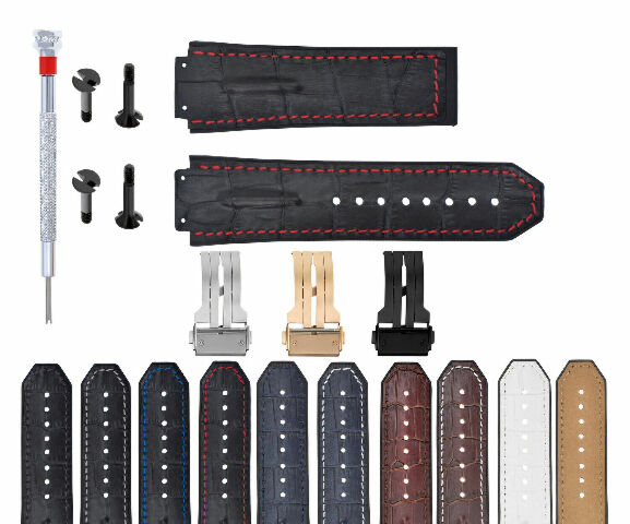 25MM 28MM LEATHER RUBBER STRAP FOR 44-45-48MM HUBLOT BIG BANG KING SCREW COMPLET