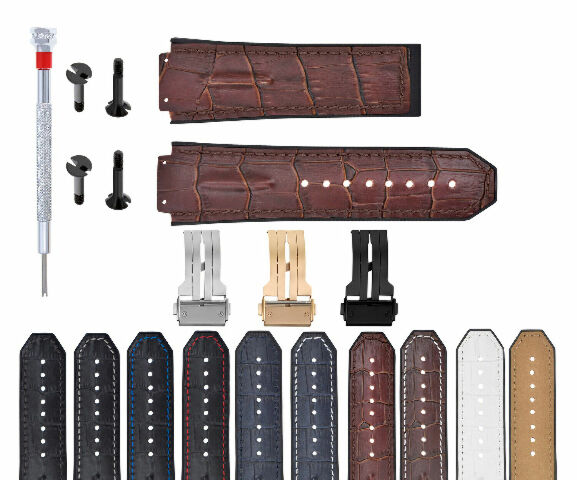 25MM 28MM LEATHER RUBBER STRAP FOR 44-45-48MM HUBLOT BIG BANG KING SCREW COMPLET