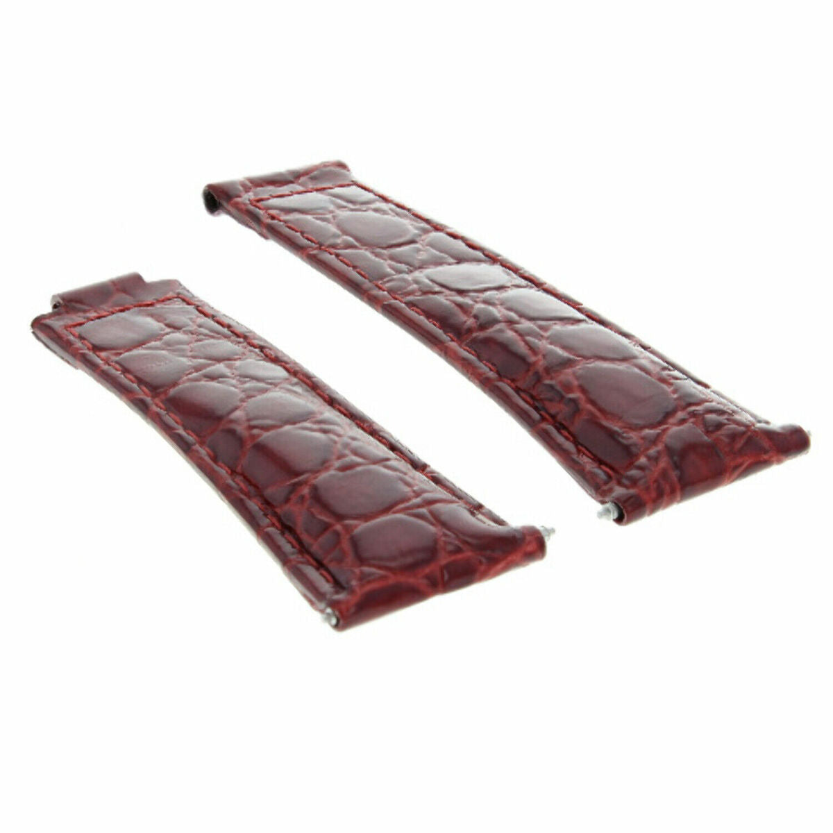 20MM LEATHER ALLIGATOR STRAP BAND CLASP FOR ROLEX DAYTONA 16520,116519 SHORT MEDIUM - Silver - Polished Center
