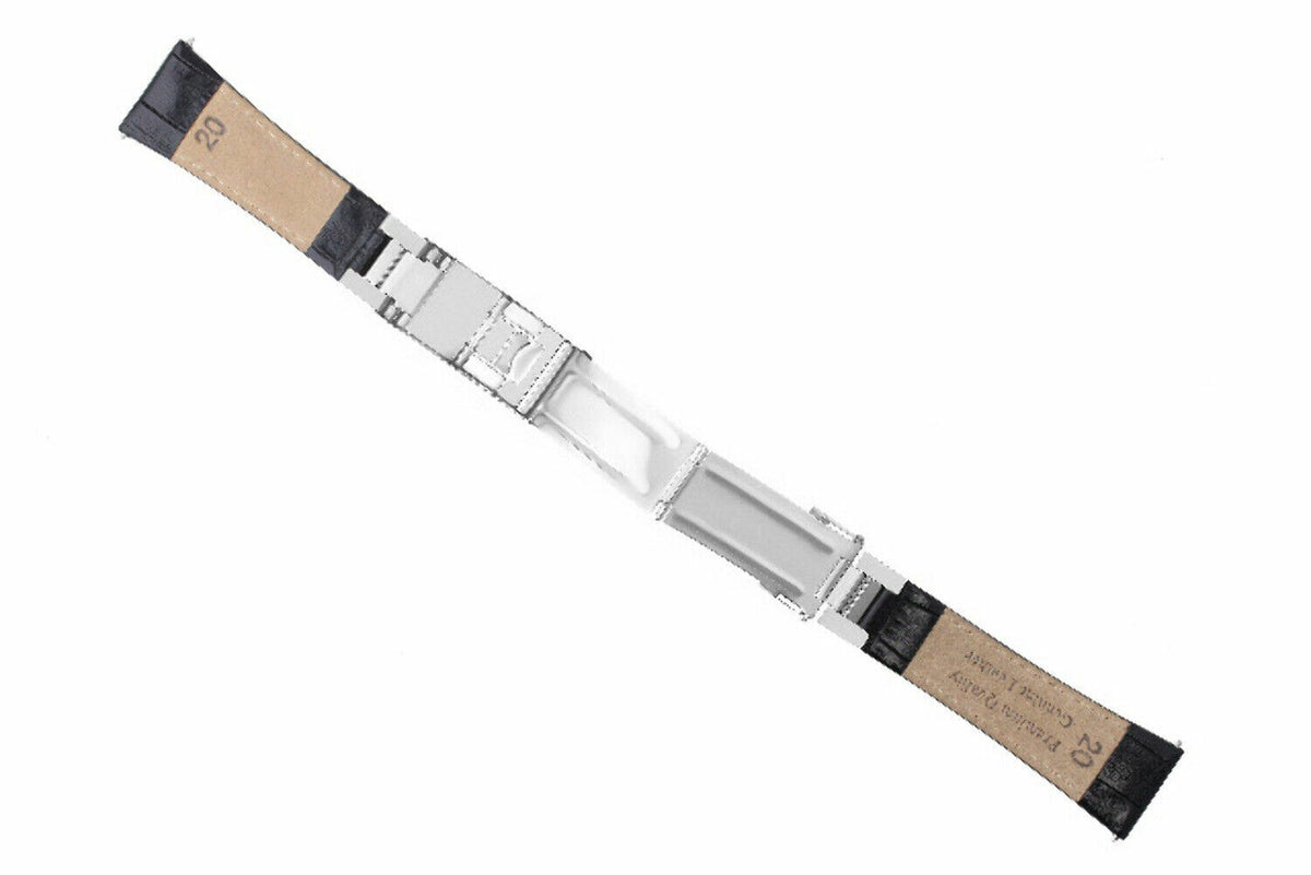 20MM LEATHER WATCH BAND STRAP FOR ROLEX DATEJUST SUBMARINER GMT EXPLORER, Black White Stitching (Regular), view 4