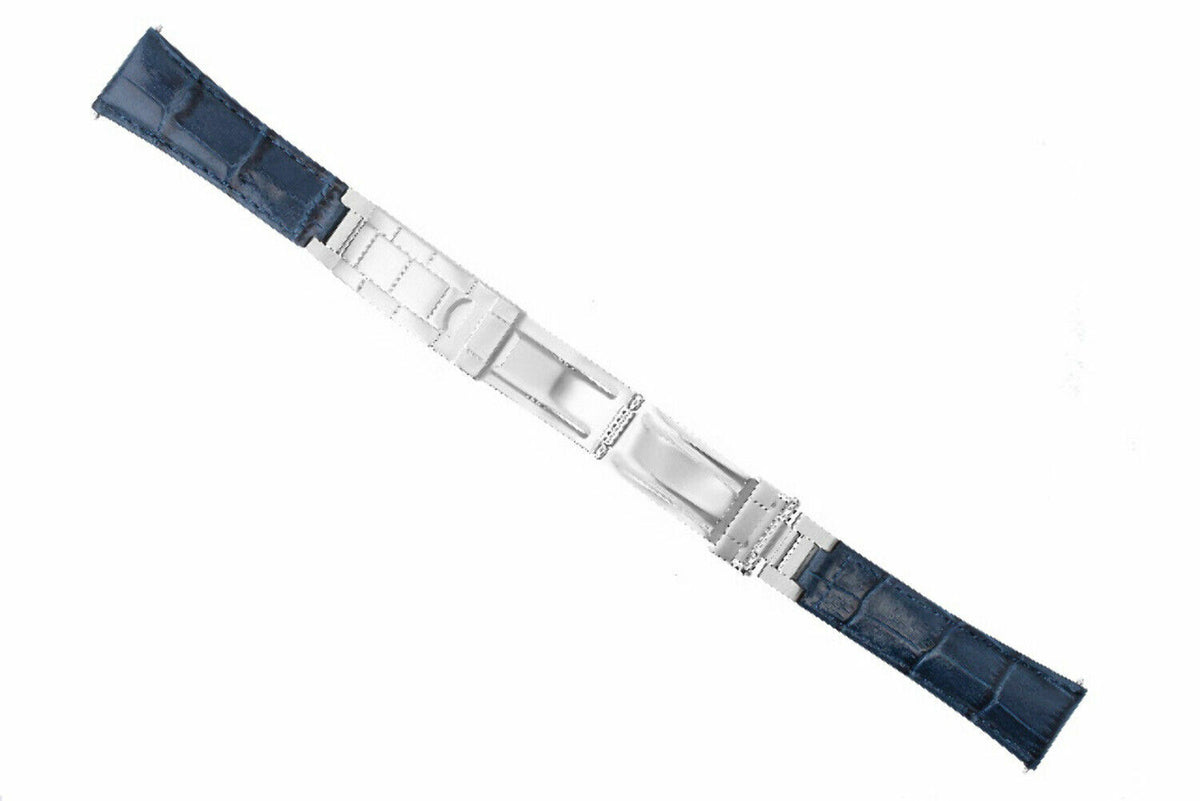 20MM LEATHER WATCH BAND STRAP FOR ROLEX DATEJUST SUBMARINER GMT EXPLORER, Blue (Regular), view 2
