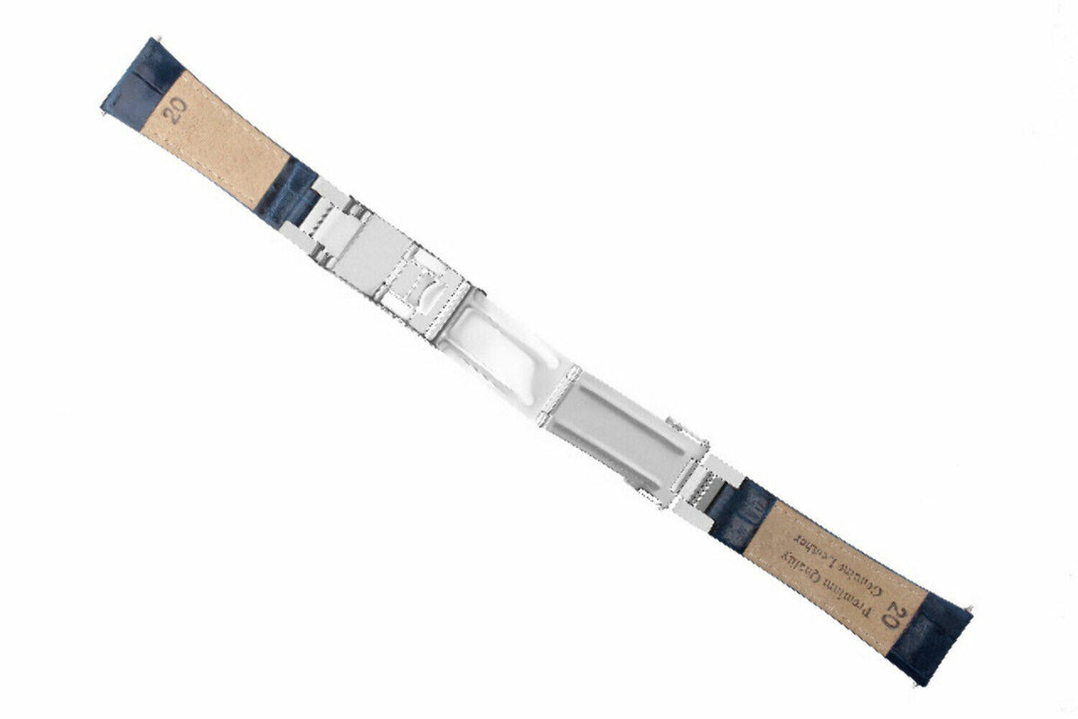20MM LEATHER WATCH BAND STRAP FOR ROLEX DATEJUST SUBMARINER GMT EXPLORER, Blue (Regular), view 4