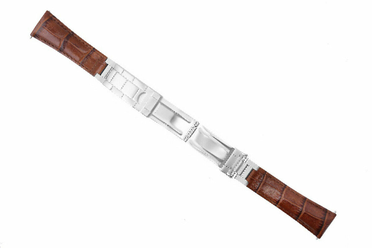 20MM LEATHER WATCH BAND STRAP FOR ROLEX DATEJUST SUBMARINER GMT EXPLORER, Light Brown (Regular), view 2