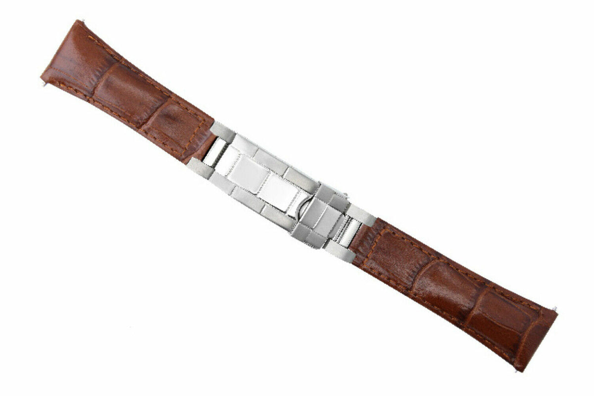 20MM LEATHER WATCH BAND STRAP FOR ROLEX DATEJUST SUBMARINER GMT EXPLORER, Light Brown (Regular)