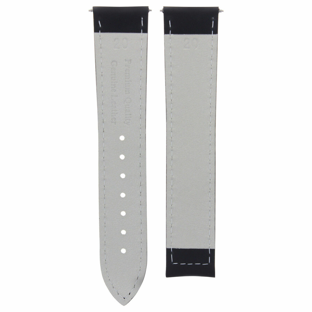 18MM-24MM GENUINE LEATHER WATCH BAND STRAP WITH CLASP FOR UNIVERSAL WATCH BAND, Black, front view
