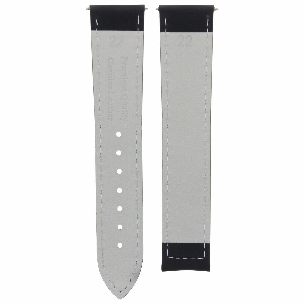 18MM-24MM GENUINE LEATHER WATCH BAND STRAP WITH CLASP FOR UNIVERSAL WATCH BAND, Black, underside view