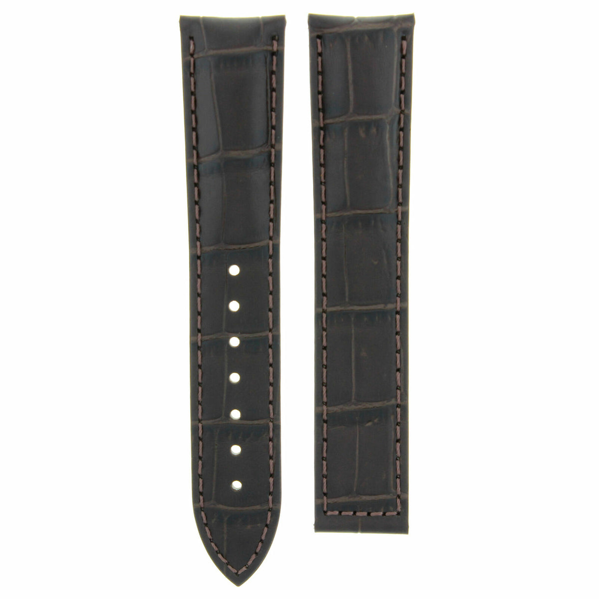 17MM 18MM 19MM 20MM 21MM 22MM 23MM 24MM LEATHER WATCH BAND STRAP FOR SEIKO - Dark Brown with White Stitching, Dark Brown, view 2