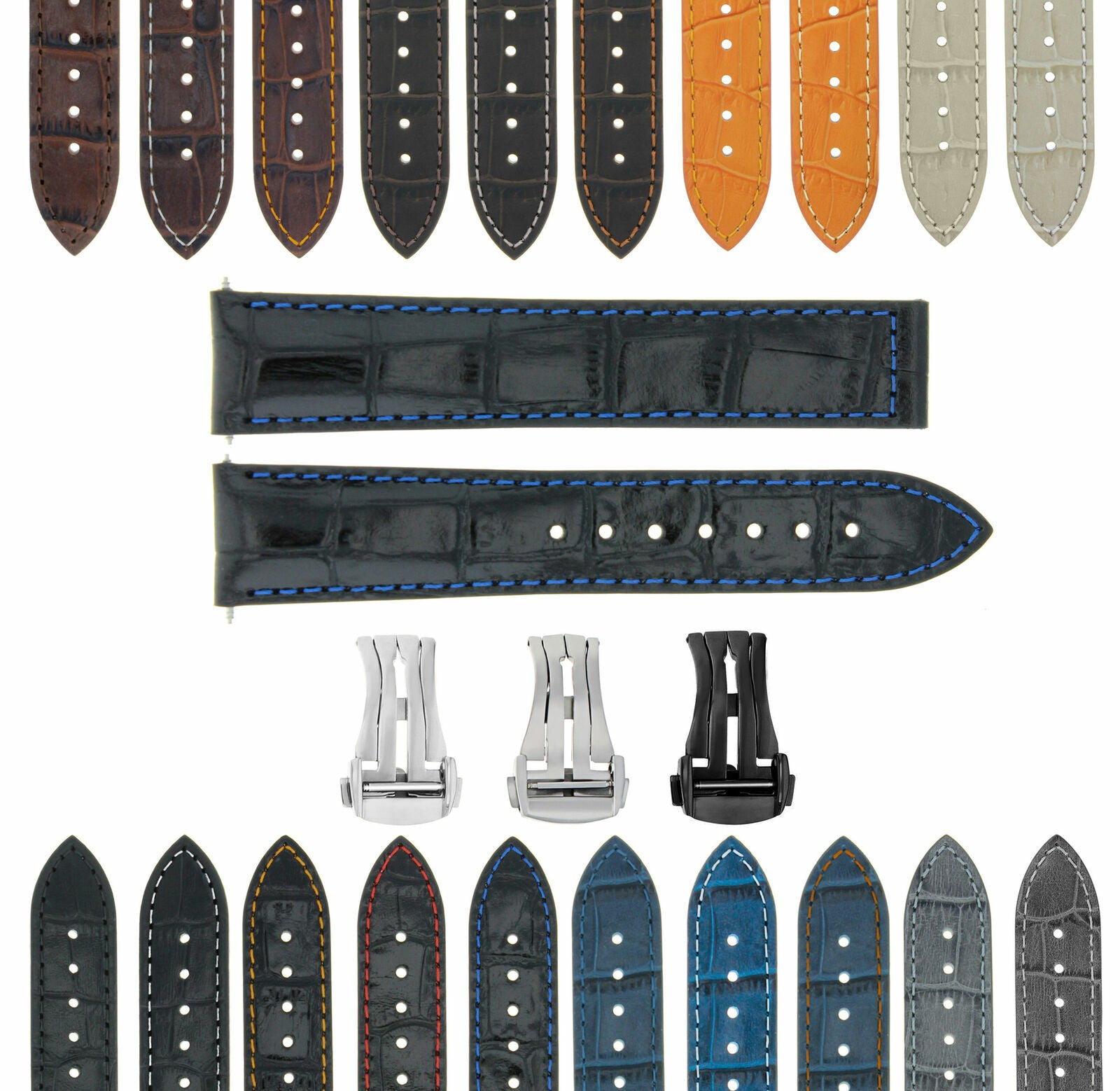 LEATHER WATCH BAND STRAP FOR OMEGA SEAMASTER PLANET SPEEDMASTER-20MM