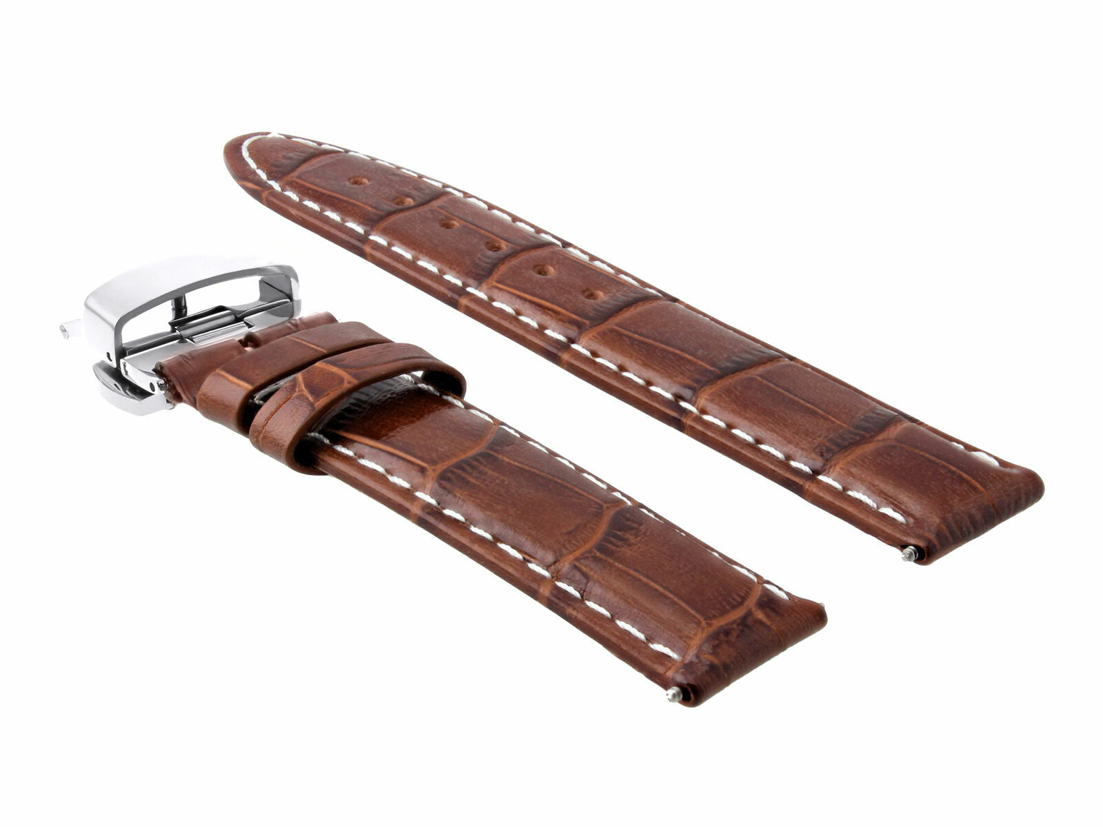 LEATHER WATCH BAND STRAP FOR OMEGA WATCH DEPLOYMENT CLASP - 19MM