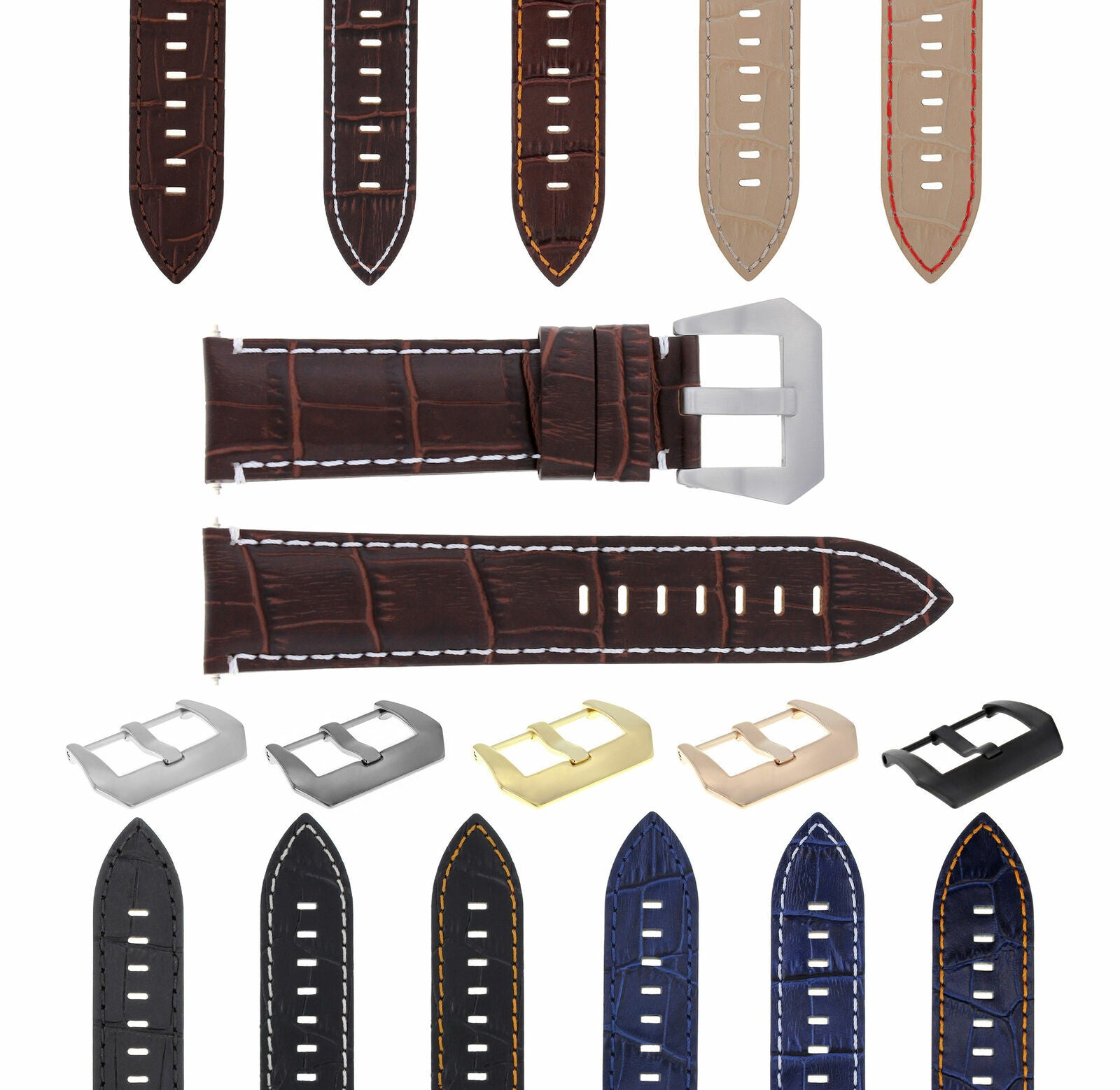 GENUINE ITALIAN LEATHER WATCH BAND STRAP FOR ANY BRAND WATCH - 24MM