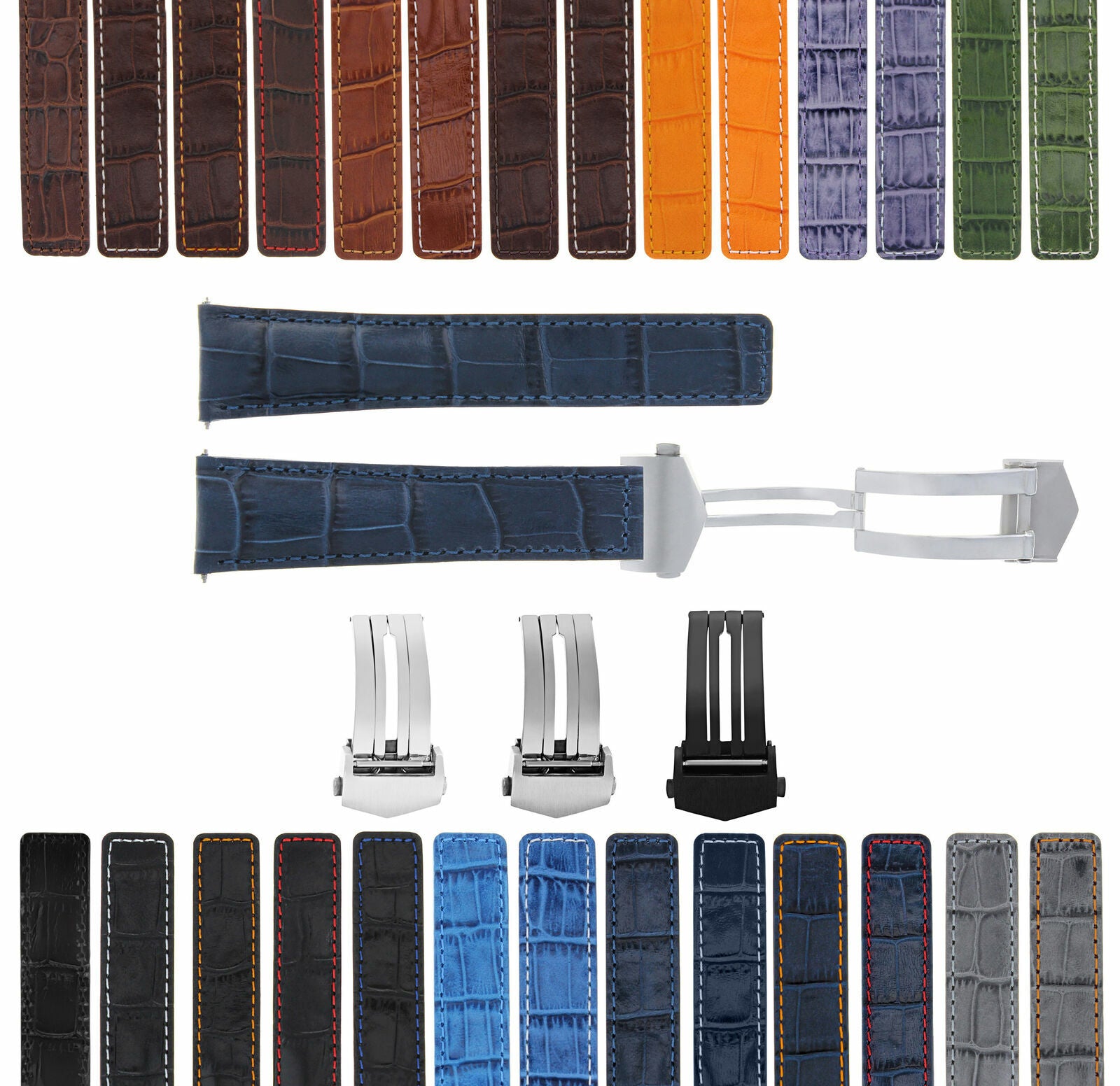 LEATHER WATCH BAND STRAP FOR ORIS ARTIX SPORT CHRONO CLASP - 20MM