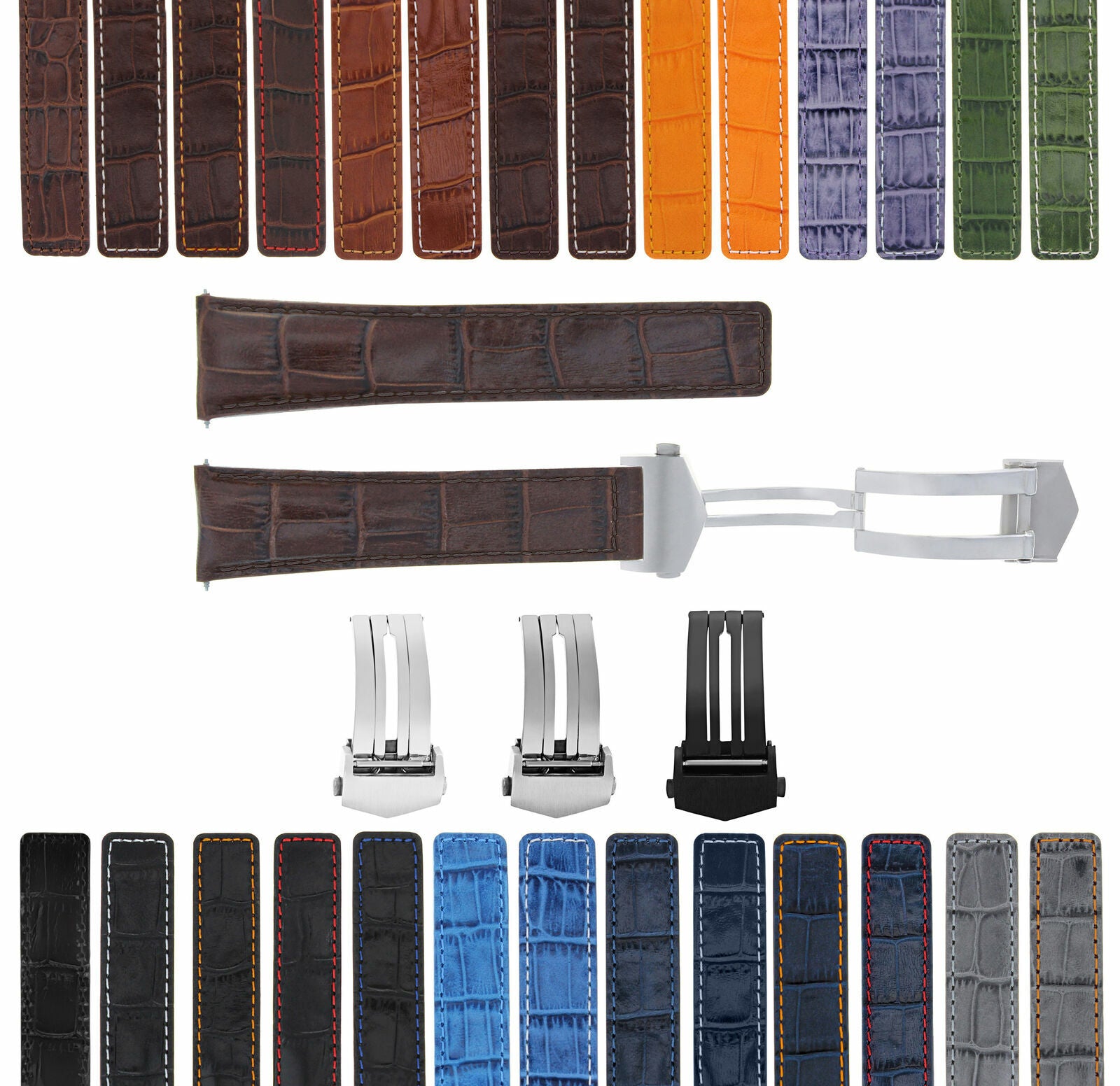 LEATHER WATCH BAND STRAP FOR ORIS ARTIX SPORT CHRONO CLASP - 20MM