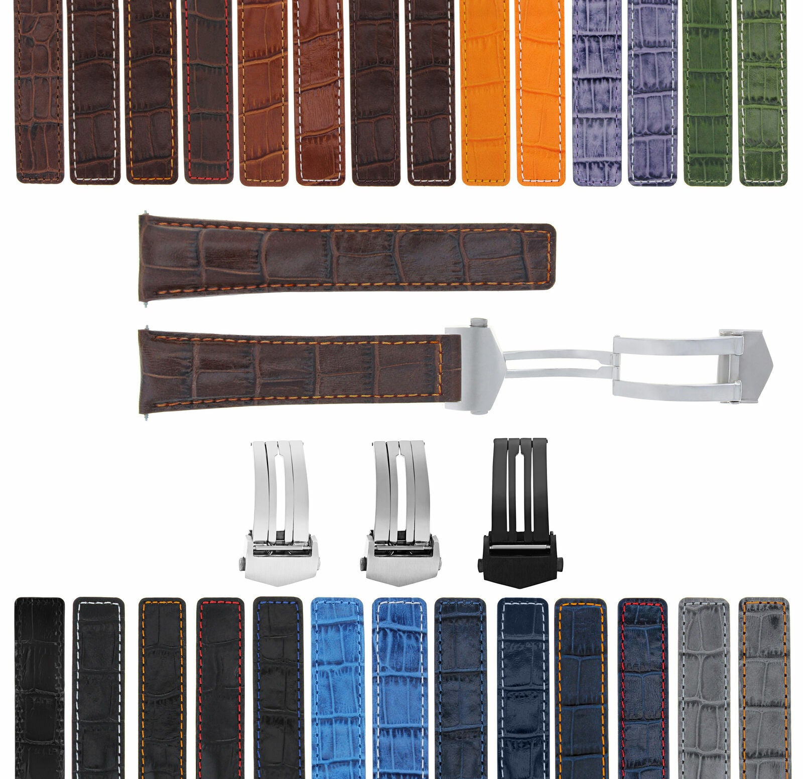 19-20-21-22MM LEATHER WATCH BAND STRAP FOR TAG HEUER CARRERA DEPLOYMENT CLASP