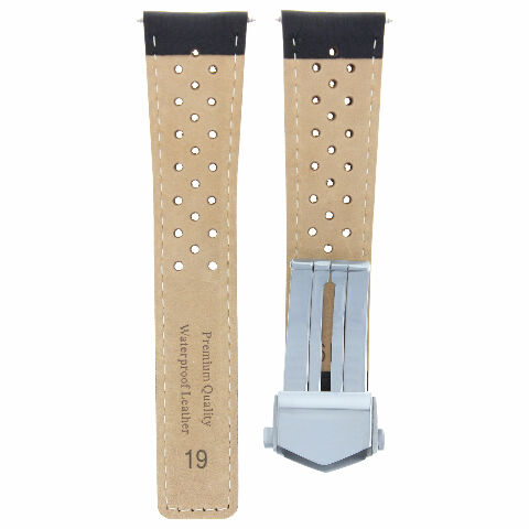 LEATHER WATCH BAND STRAP FOR ORIS ARTIX SPORT CHRONOGRAPH PERFORAT + CLASP 22MM