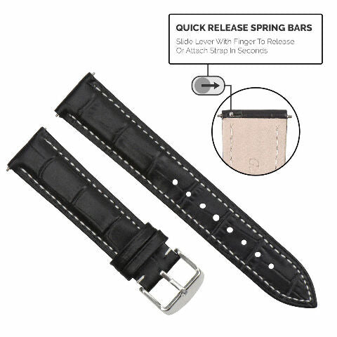 LEATHER WATCH BAND STRAP-QUICK RELEASE FOR SEIKO 5 KINETIC - 19MM
