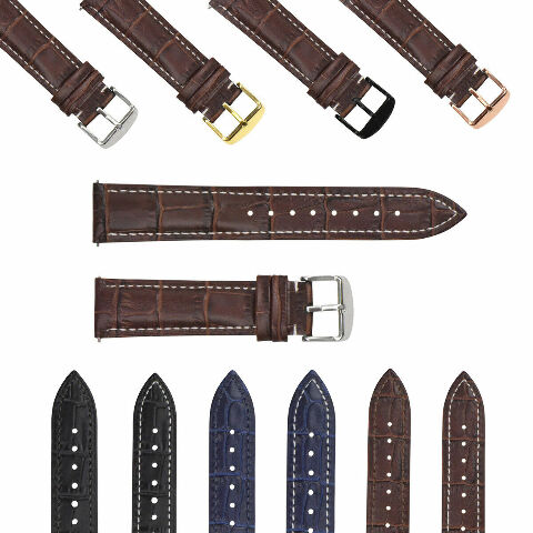 LEATHER WATCH BAND STRAP-QUICK RELEASE FOR SEIKO 5 KINETIC - 19MM