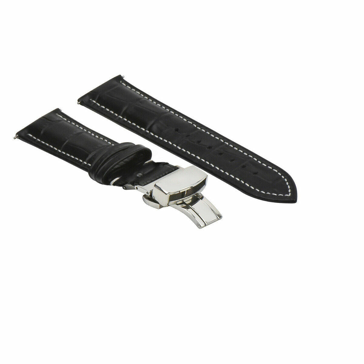 16-24MM LEATHER WATCH BAND STRAP-QUICK RELEASE FOR TISSOT PRC 100 200 1853 WATCH, Black with White Stitching, view 4