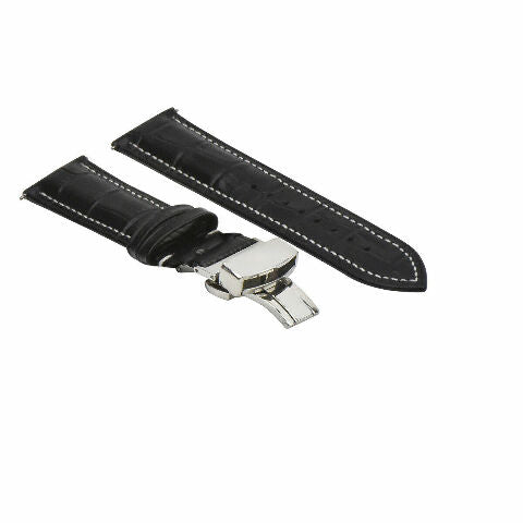 16-18-19-20-22-24MM LEATHER WATCH BAND STRAP UNIVERSAL DEPLOYMENT CLASP STEEL