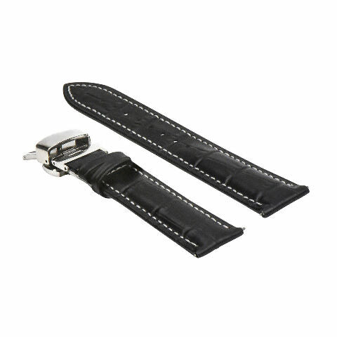 16-18-19-20-22-24MM LEATHER WATCH BAND STRAP UNIVERSAL DEPLOYMENT CLASP STEEL
