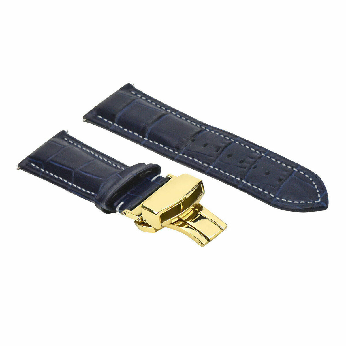 16-24MM LEATHER WATCH BAND STRAP-QUICK RELEASE FOR TISSOT PRC 100 200 1853 WATCH, Blue with White Stitching, view 4