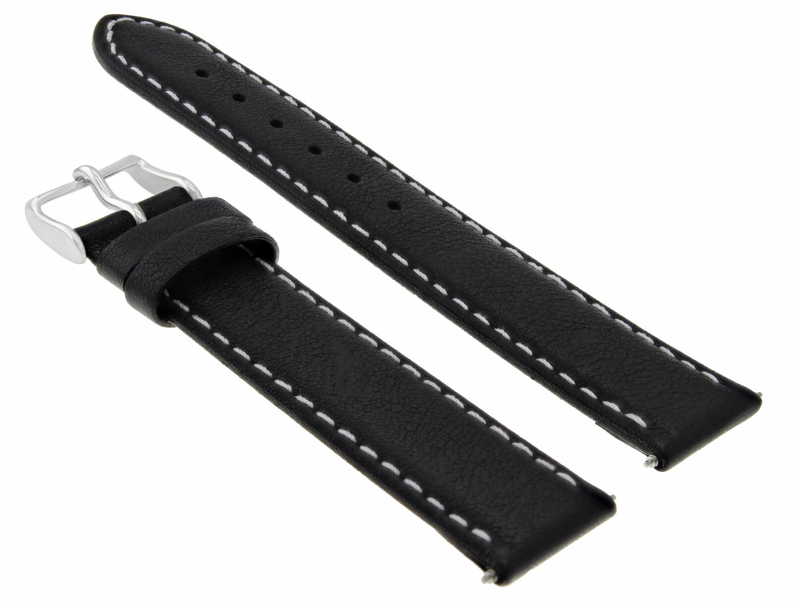 26MM LEATHER STRAP SMOOTH WATCH BAND FOR INVICTA RESERVE 0360 BLACK WHITE STITCH