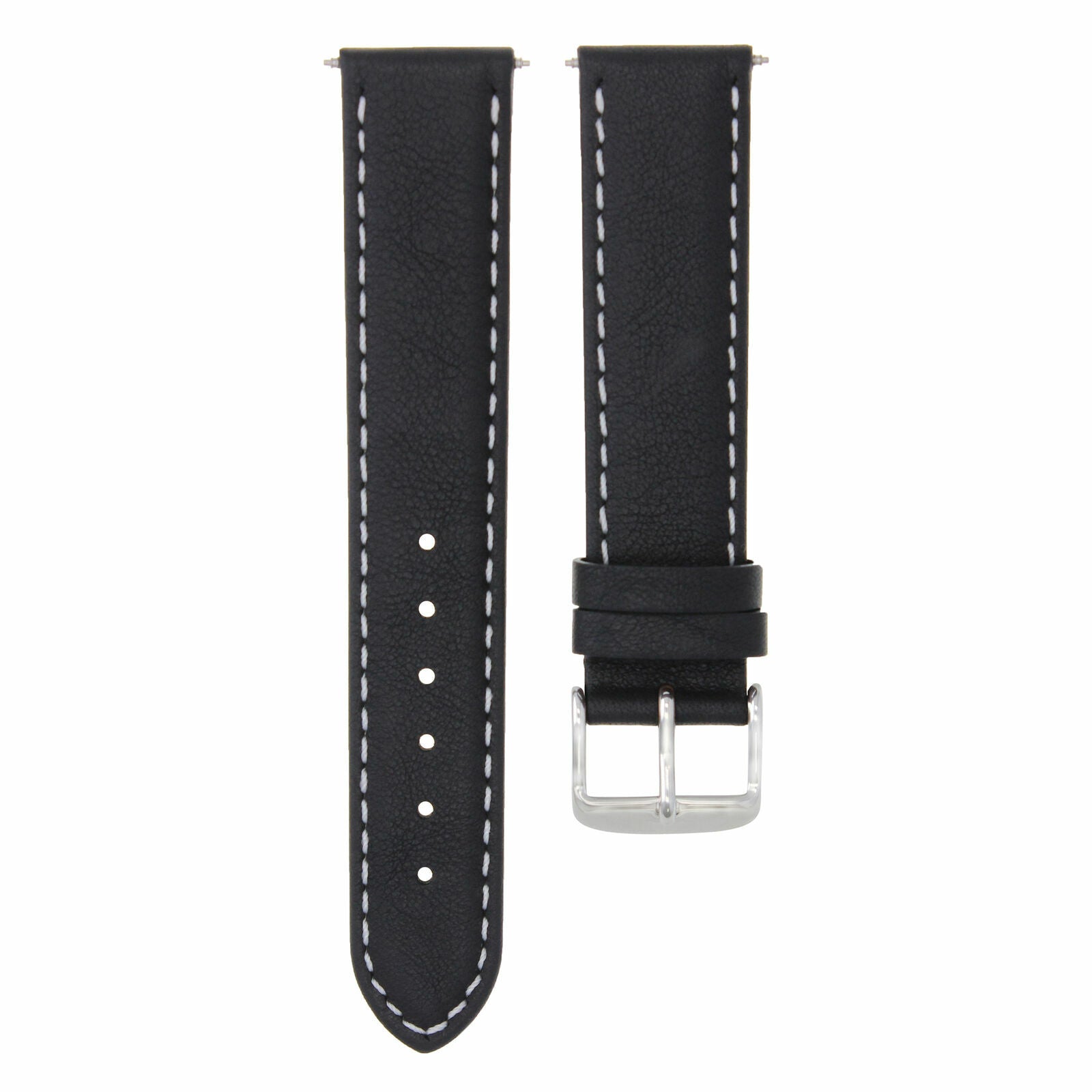 26MM LEATHER STRAP SMOOTH WATCH BAND FOR INVICTA RESERVE 0360 BLACK WHITE STITCH