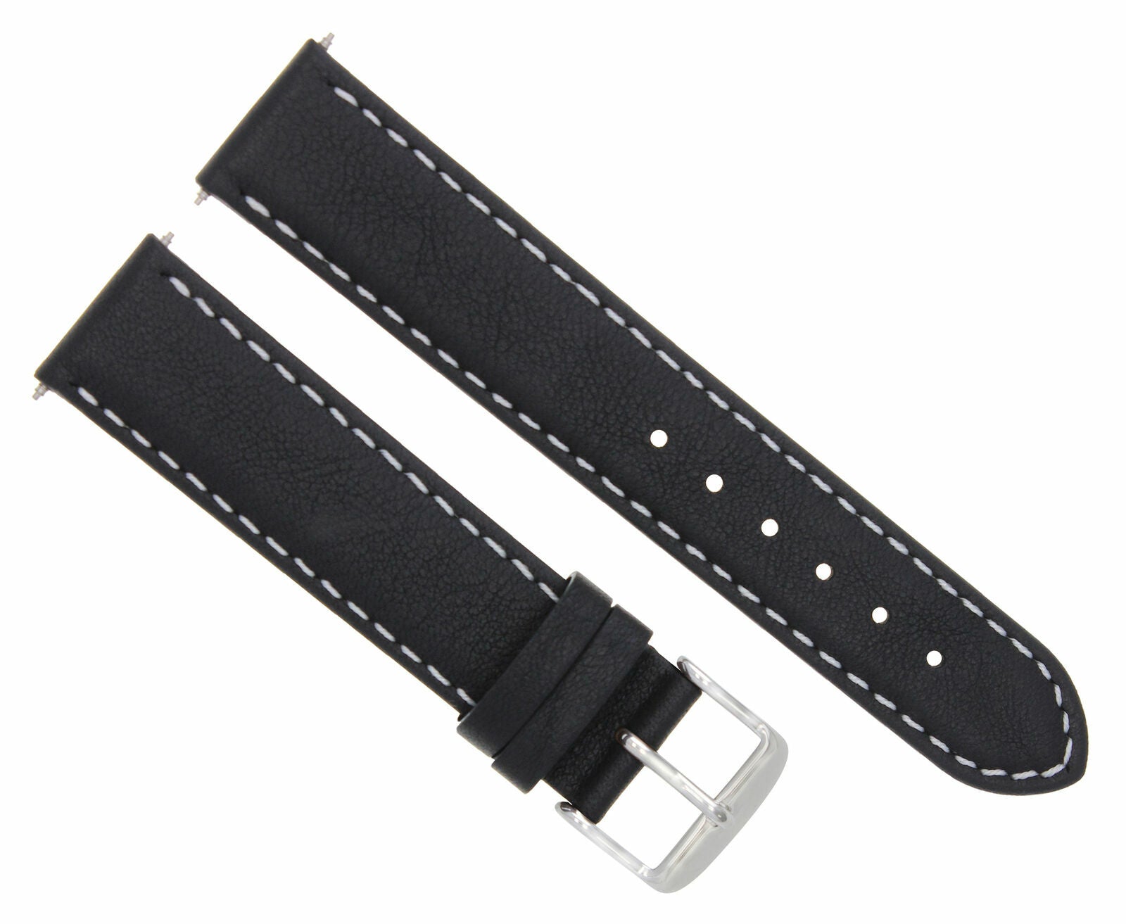 26MM LEATHER STRAP SMOOTH WATCH BAND FOR INVICTA RESERVE 0360 BLACK WHITE STITCH