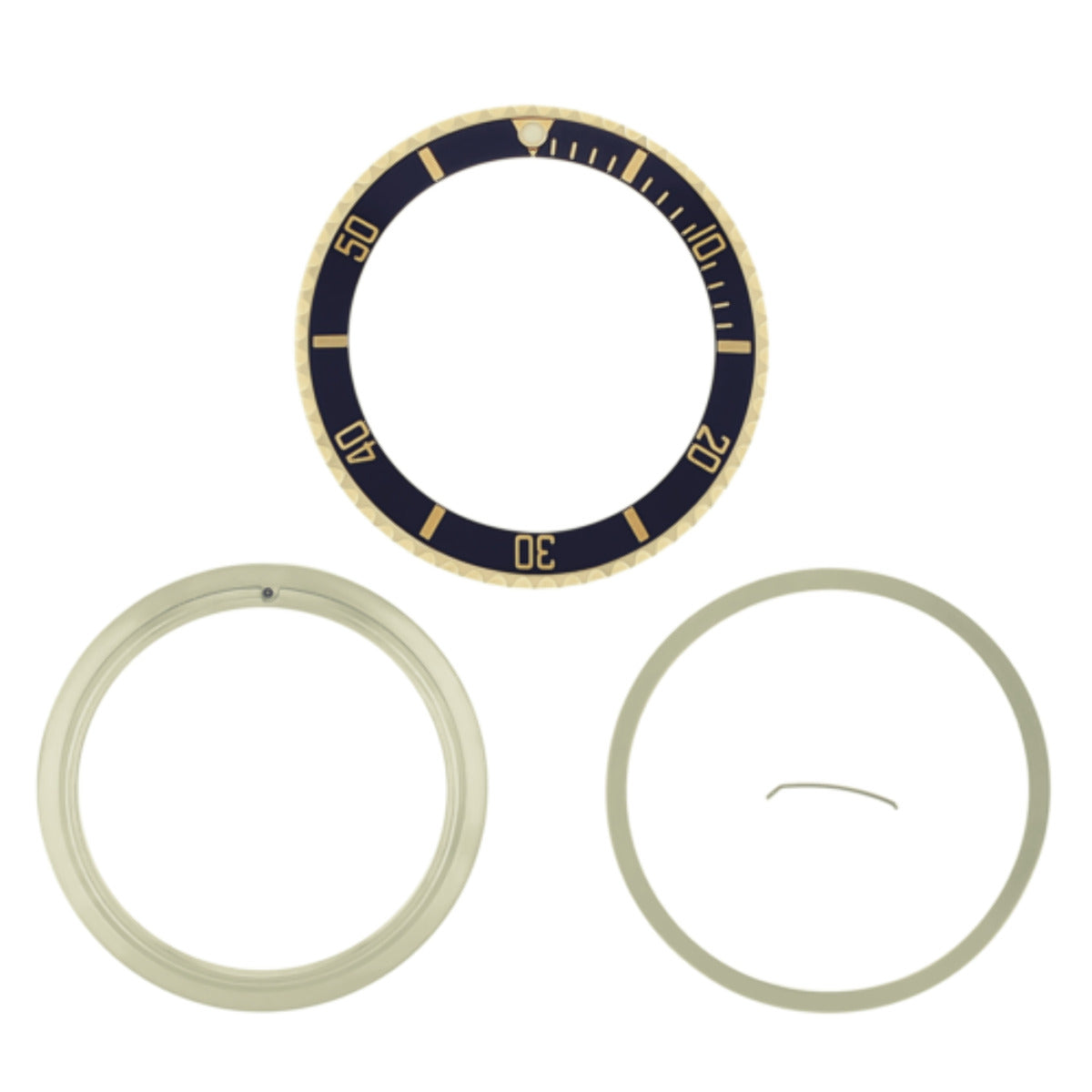 BEZEL + RETAINING + INSERT FOR ROLEX SUBMARINER 18K REAL GOLD 16613, 16618 BLACK