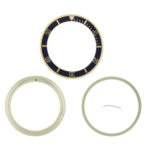 BEZEL + RETAINING + INSERT FOR ROLEX SUBMARINER 18K REAL GOLD 16613, 16618 BLACK